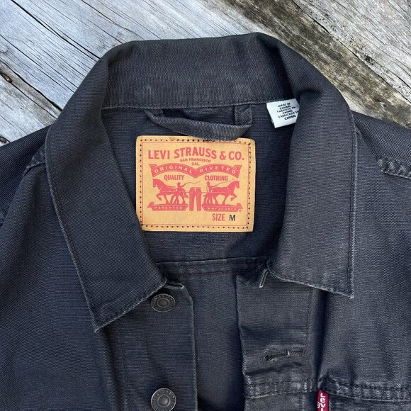 Levis Men's Charcoal-Gray Denim Trucker Jacket | size Medium - Picture 6 of 7